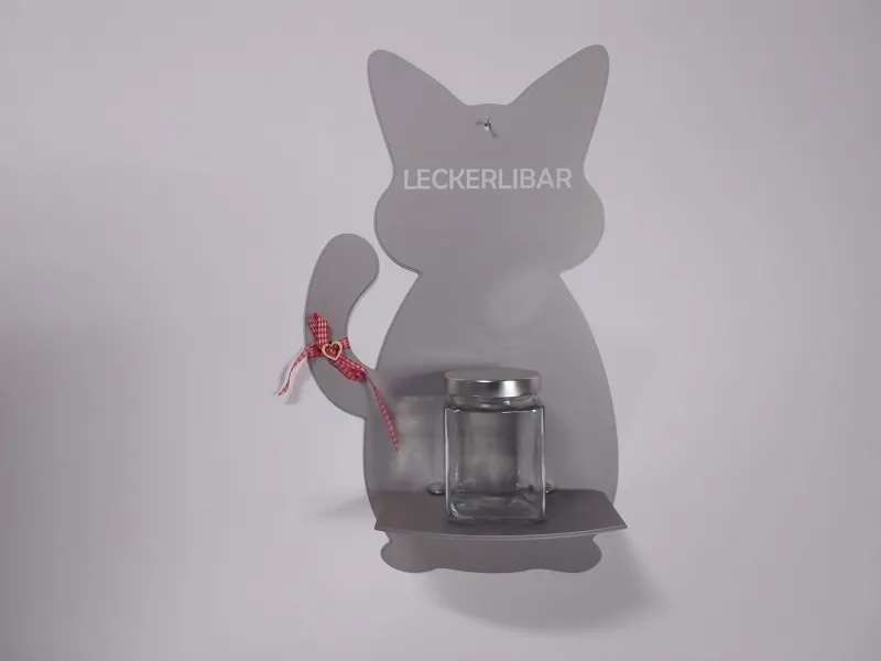 BSB Miezi Bar - Katze Leckerlibar hochwertig und robust aus Alu silber matt eloxiert