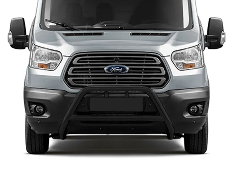 Frontbügel mit Querstange Edelstahl schwarz Ø 70 mm passend für Ford Transit 2014 - 2024