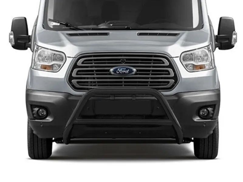 Frontbügel mit Querstange Edelstahl schwarz Ø 70 mm passend für Ford Transit ab 2024