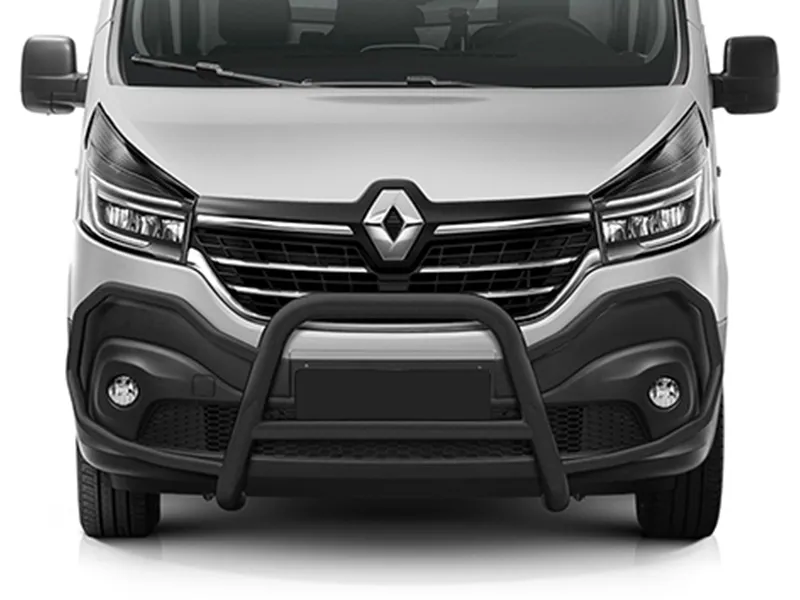 Frontbügel mit Querstange Edelstahl schwarz Ø 70 mm passend für Renault Trafic III 2014 - 2022