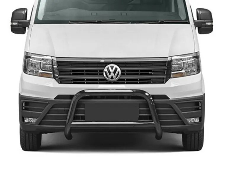 Frontbügel mit Querstange Edelstahl schwarz Ø 70 mm passend für VW Crafter 2017 - 2022