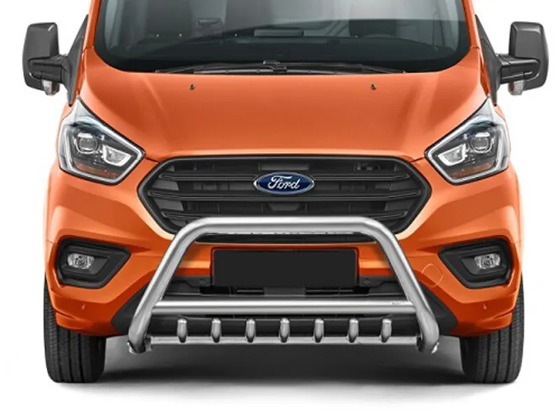 Frontbügel mit Unterfahrschutz Edelstahl Ø 70 mm passend für Ford Transit Custom 2018 - 2023