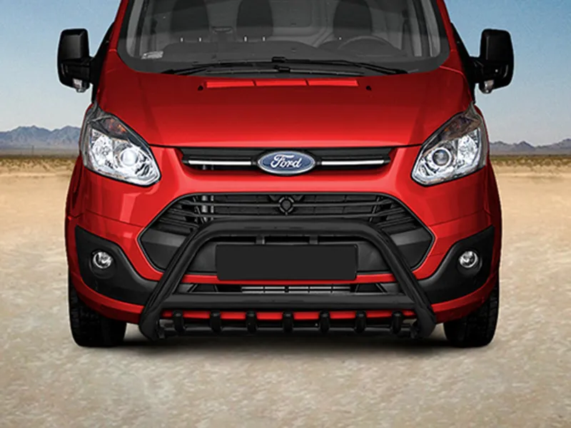 Frontbügel mit Unterfahrschutz Edelstahl schwarz Ø 70 mm passend für Ford Transit Custom 2012 - 2018