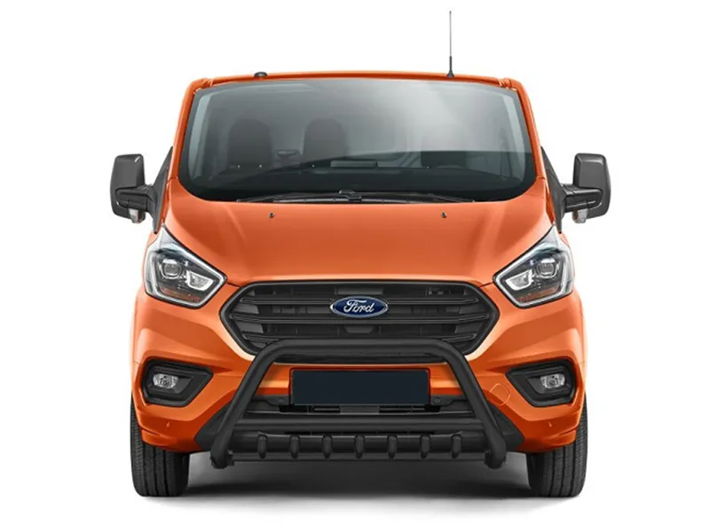 Frontbügel mit Unterfahrschutz Edelstahl schwarz Ø 70 mm passend für Ford Transit Custom 2018 - 2023