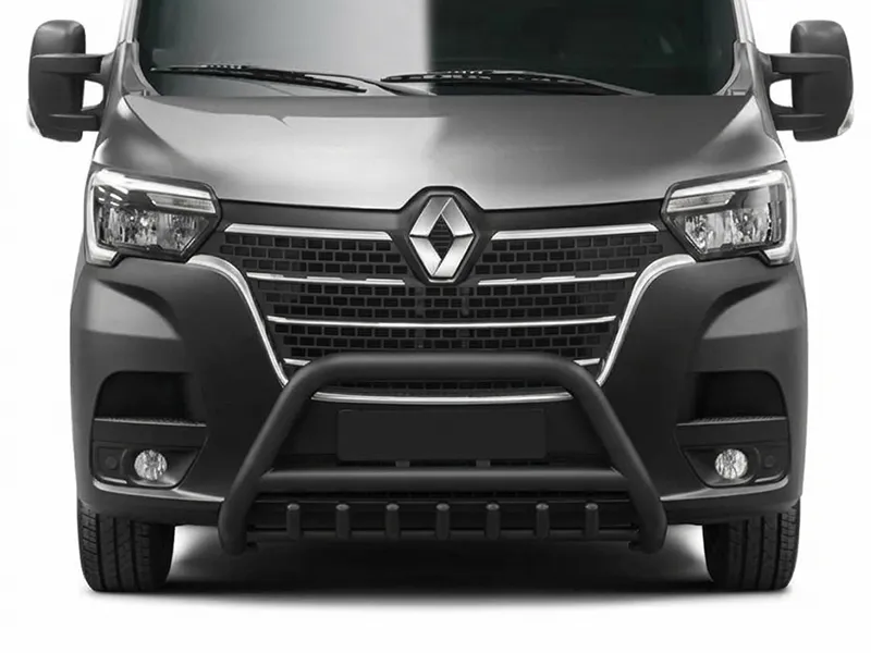 Frontbügel mit Unterfahrschutz Edelstahl schwarz Ø 70 mm passend für Renault Master 2019 - 2024