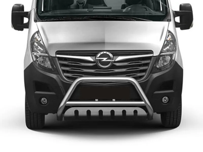 Frontbügel mit Unterfahrschutzplatte Edelstahl Ø 70 mm passend für Opel Movano B FL 2019 - 2022