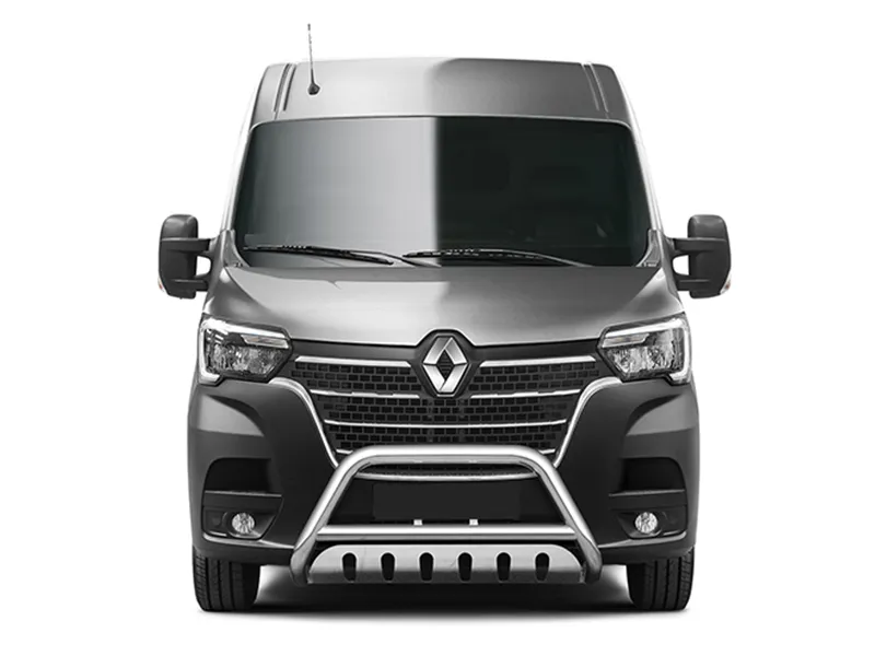 Frontbügel mit Unterfahrschutzplatte Edelstahl Ø 70 mm passend für Renault Master 2019 - 2024