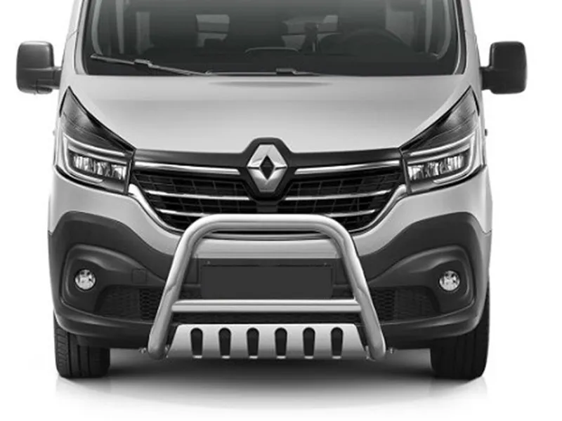 Frontbügel mit Unterfahrschutzplatte Edelstahl Ø 70 mm passend für Renault Trafic III 2014 - 2022