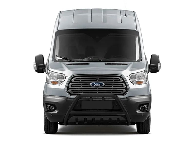 Frontbügel mit Unterfahrschutzplatte Edelstahl schwarz Ø 70 mm passend für Ford Transit 2014 - 2024