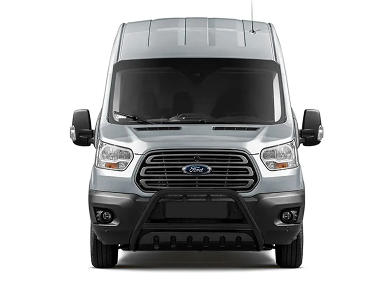 Frontbügel mit Unterfahrschutzplatte Edelstahl schwarz Ø 70 mm passend für Ford Transit ab 2024