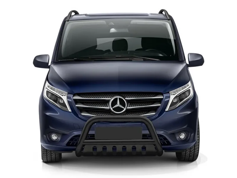 Frontbügel mit Unterfahrschutzplatte Edelstahl schwarz Ø 70 mm passend für Mercedes Vito 2020 - 2024