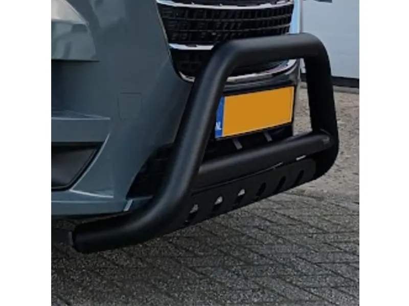 Frontbügel mit Unterfahrschutzplatte Edelstahl schwarz Ø 70 mm passend für Renault Master 2019 - 2024