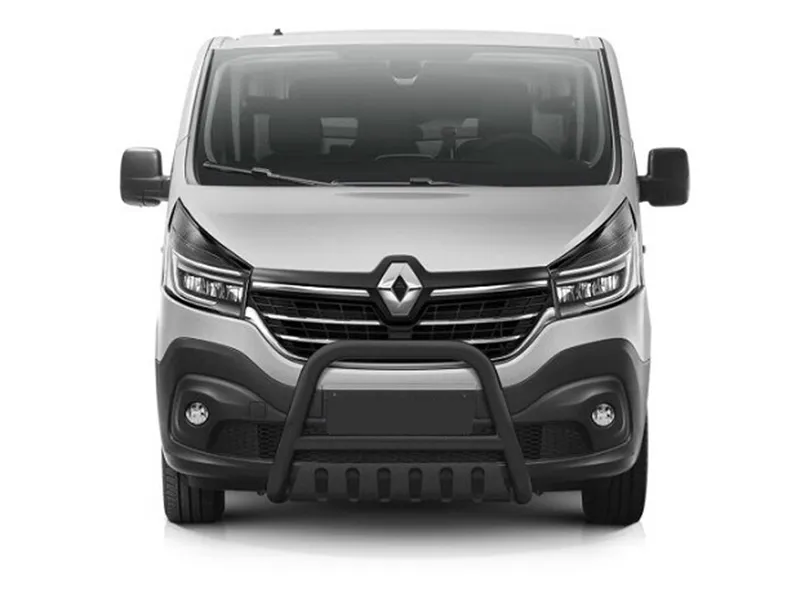 Frontbügel mit Unterfahrschutzplatte Edelstahl schwarz Ø 70 mm passend für Renault Trafic III 2014 - 2022