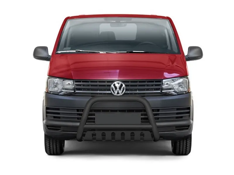 Frontbügel mit Unterfahrschutzplatte Edelstahl schwarz Ø 70 mm passend für VW T6 2015 - 2019