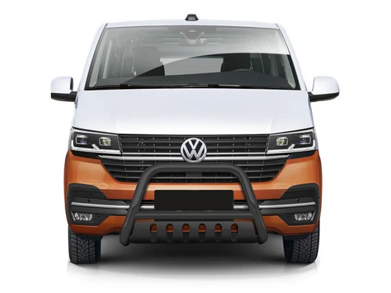 Frontbügel mit Unterfahrschutzplatte Edelstahl schwarz Ø 70 mm passend für VW T6.1 2019 - 2024