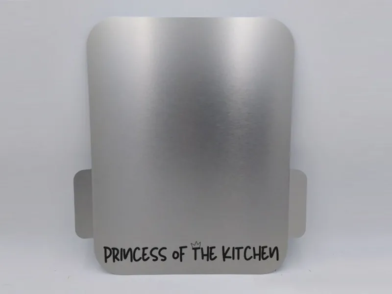 Gleitbrett für KitchenAid® mit Griffen gebürsteter Edelstahllook PERSONALISIERBAR