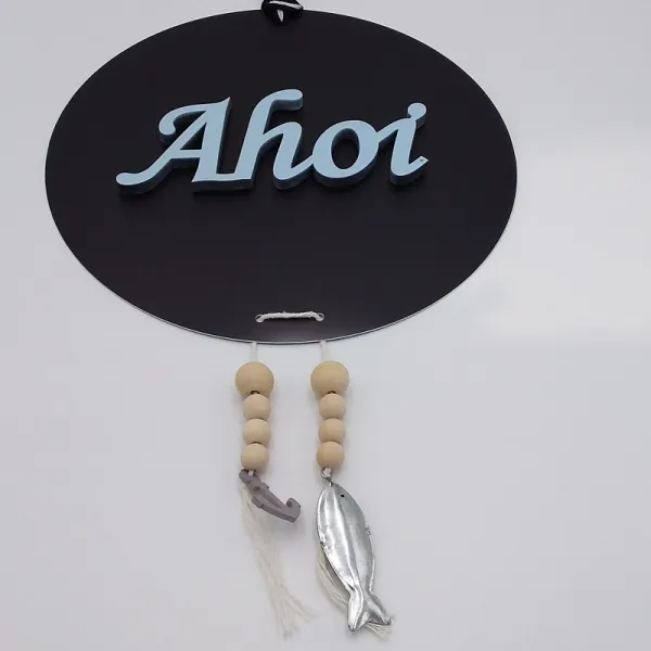 Ideenreich Design Deko Board Alu schwarz mit 3D Holzschriftzug |Ahoi|