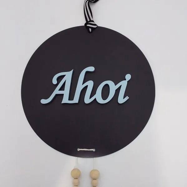 Ideenreich Design Deko Board Alu schwarz mit 3D Holzschriftzug |Ahoi|