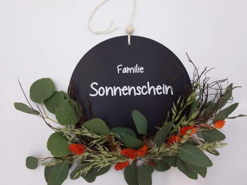 Dekoschild mit Wunschnamen und Trockenblumen | PERSONALISIERT |