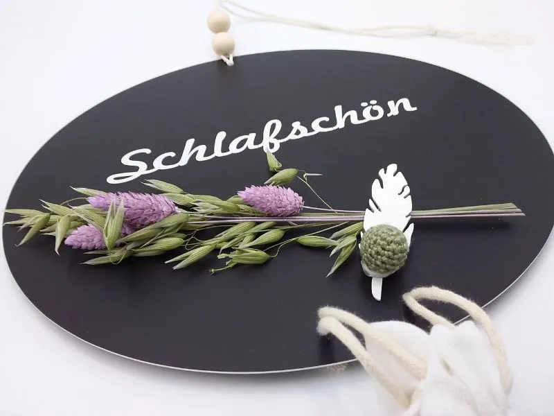 Ideenreich Design Lavendel-Board schwarz matt mit Trockenblumen und echtem Lavendelsäckchen