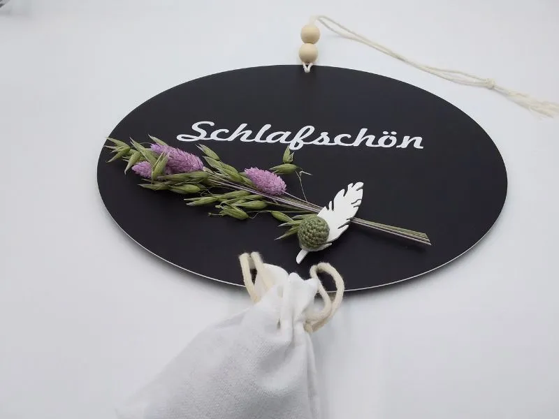 Ideenreich Design Lavendel-Board schwarz matt mit Trockenblumen und echtem Lavendelsäckchen