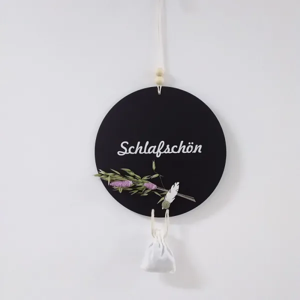 Ideenreich Design Lavendel-Board schwarz matt mit Trockenblumen und echtem Lavendelsäckchen