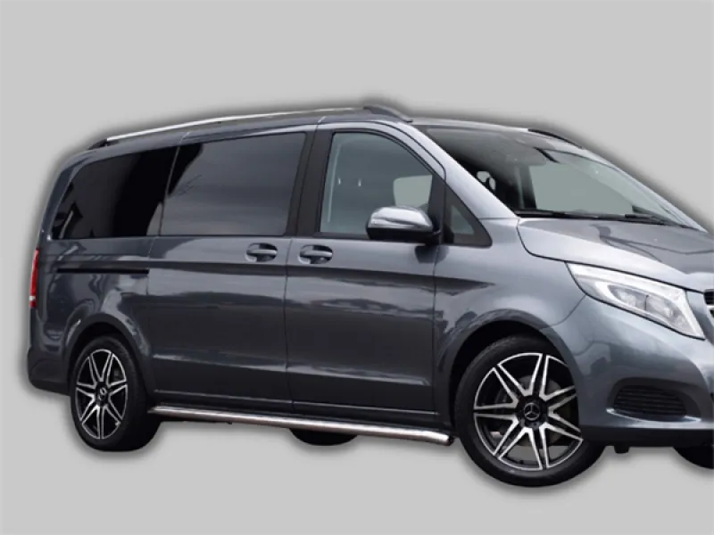 Schwellerrohr Set Edelstahl matt gebogen passend für Mercedes Viano 2003-2014 (L3)