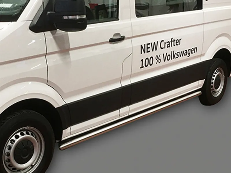Schwellerrohr Set Edelstahl matt gebogen passend für VW Crafter II 2017-2022 (L3) FWD