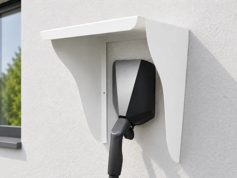 Wallbox-Schutzdach walliiBoxx© mit spezieller Dachneigung Alu weiß (RAL 9010) | Größe 2