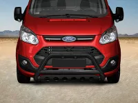 Frontbügel mit Unterfahrschutzplatte Edelstahl schwarz Ø 70 mm passend für Ford Transit Custom 20...